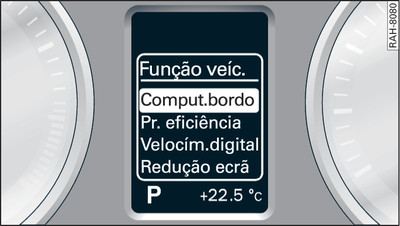 Painel de instrumentos: Menu de funções do veículo